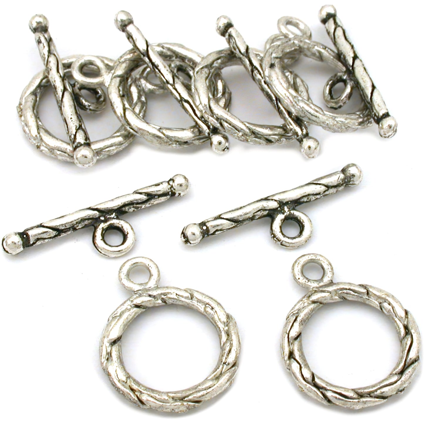 Cable Toggle Clasps Antique Silver Plated 16mm 6Pcs Approx.