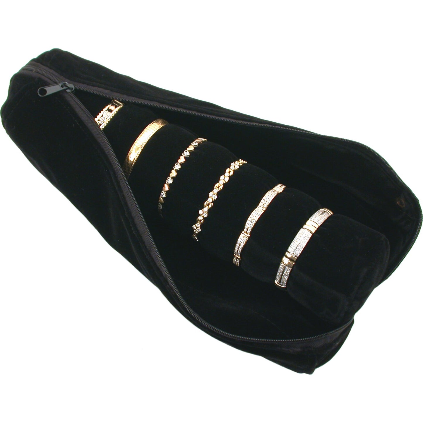 Velvet Ring Roll up & Bangle Bracelet Travel Pouch Jewelry Displays Kit 2 Pcs