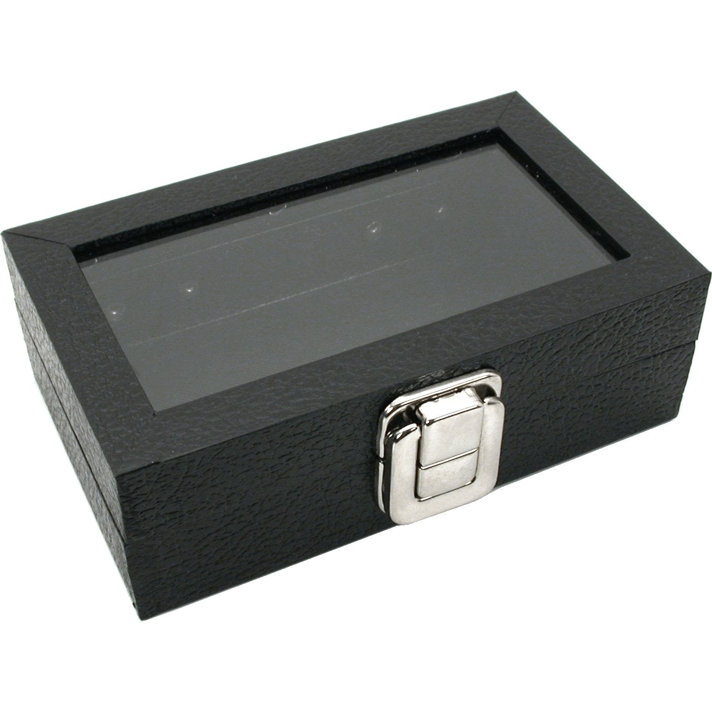 Glass Lid Jewelry Display Case Black 6"