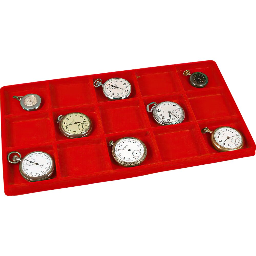 Five 15 Slot Jewelry Coin Red Showcase Display Tray Inserts
