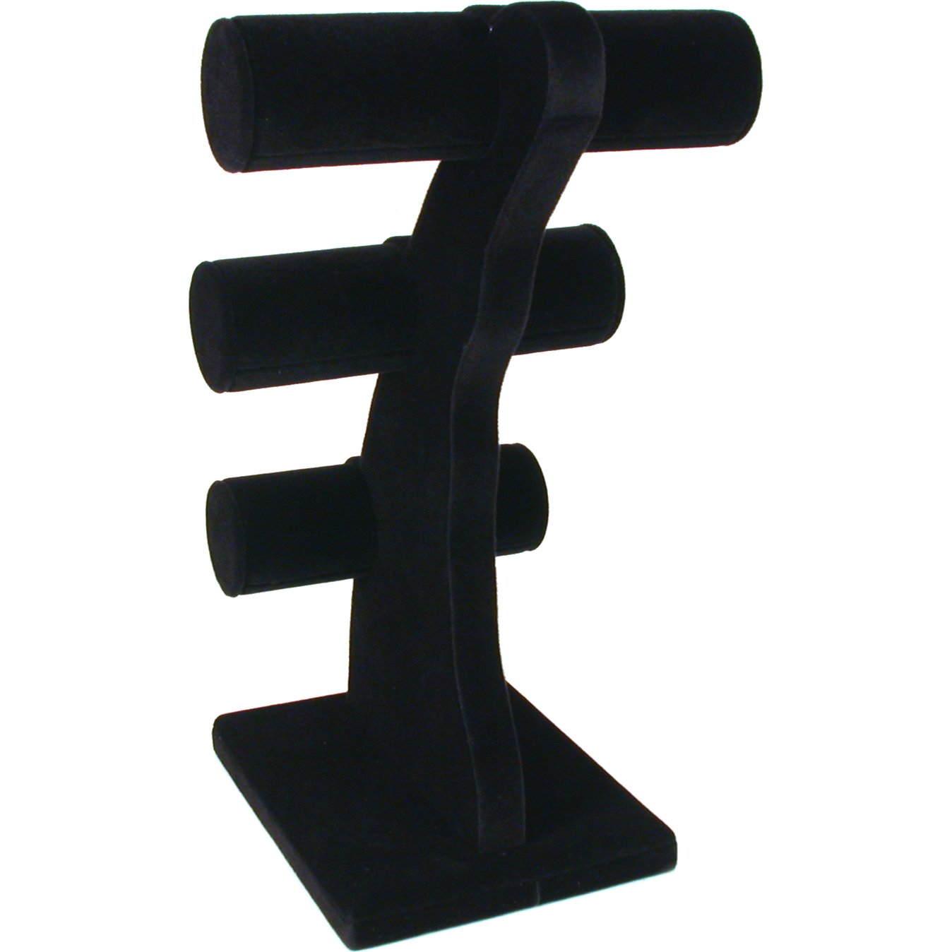 Black Velvet 3 Tier T-Bar Bracelet Jewelry Display 11"