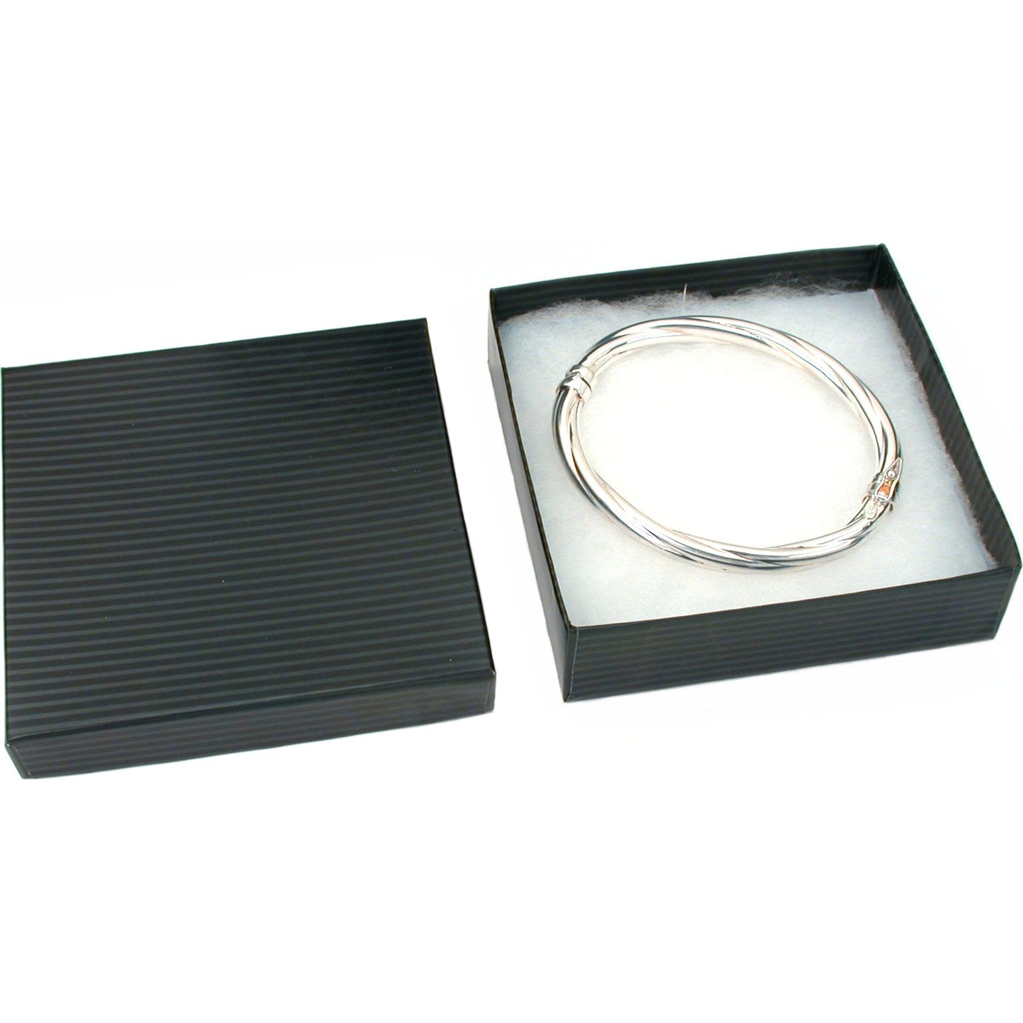 Pinstripe Cotton Filled Jewelry Gift Box Black 100Pcs