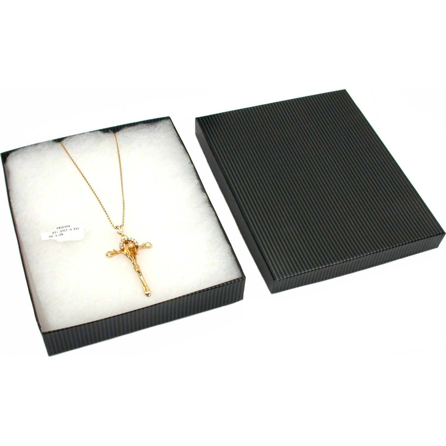 Pinstripe Cotton Filled Jewelry Gift Box Black 50Pcs