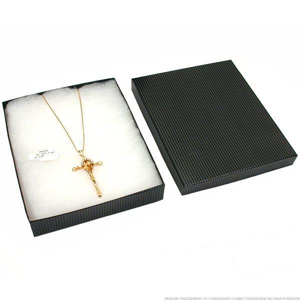 50 Black Stripe Cotton Filled Jewelry Gift Box 7 1/8"