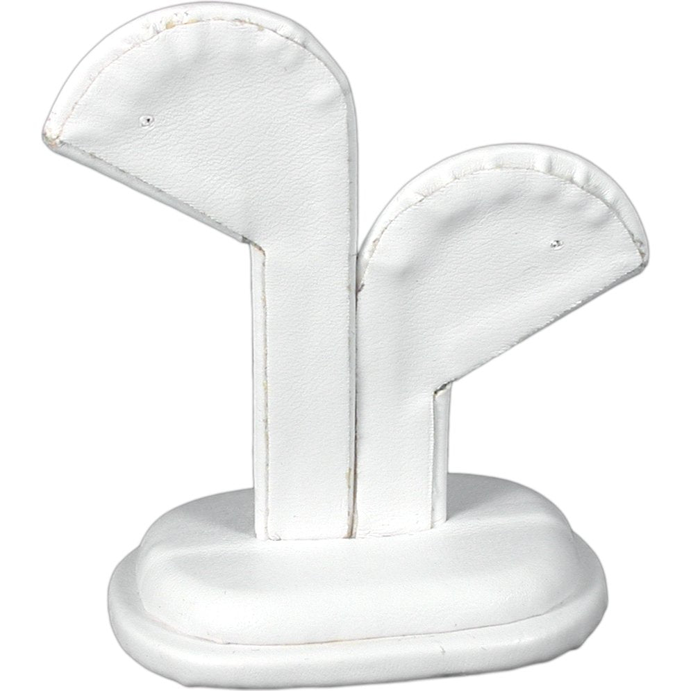 Earring Display Stand White Faux Leather 3 1/4"