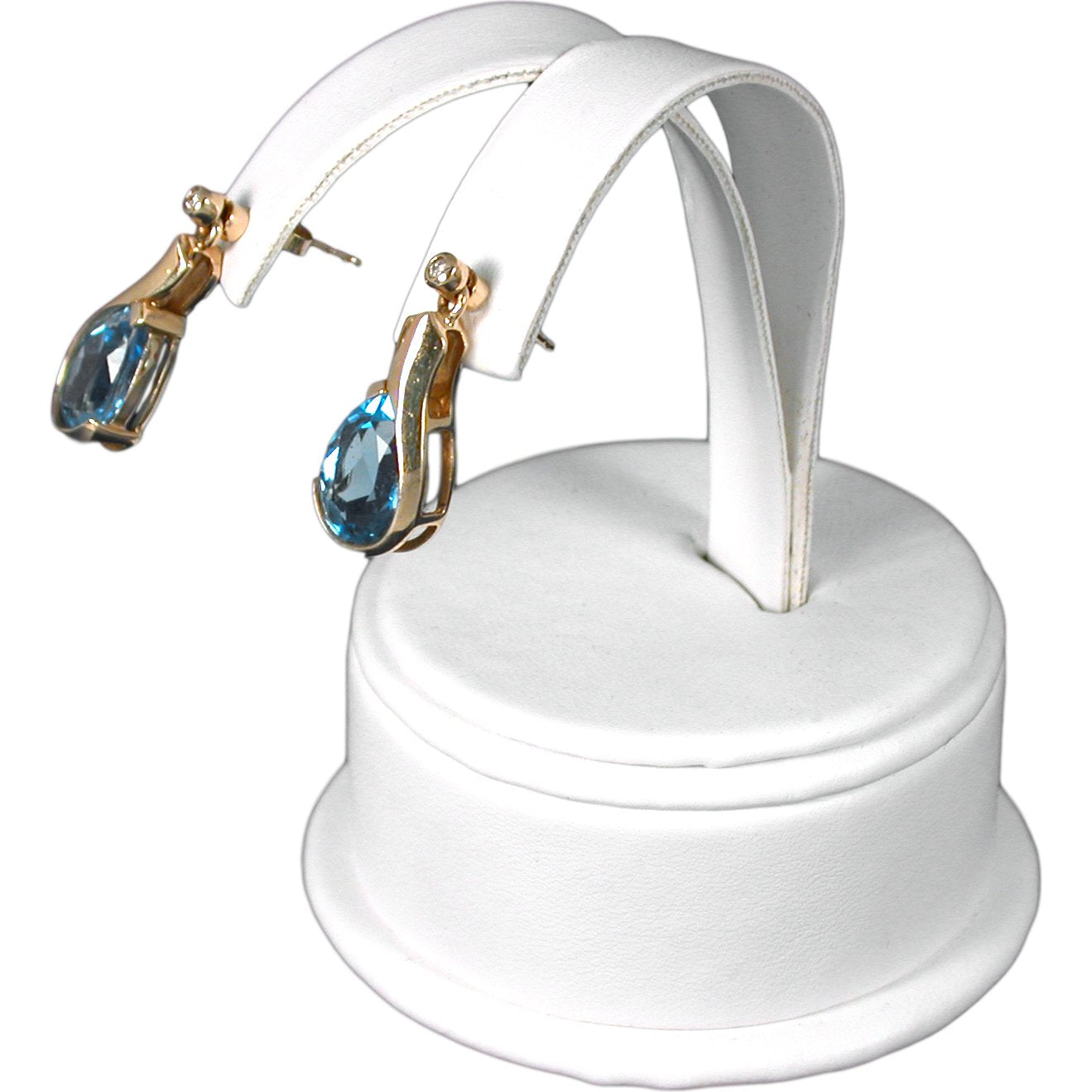 Earring Display Stand White Faux Leather 4 3/4"