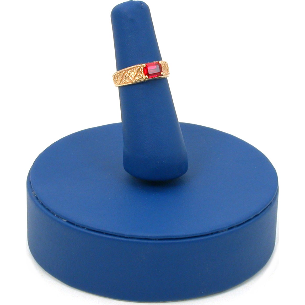 3 Blue Leather Finger Ring Displays Jewelry Case Stands