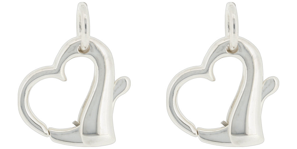 2 Sterling Silver Heart Strand Clasp Beading Jewelry