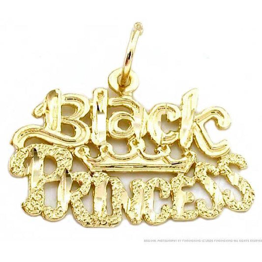 Black Princess Charm 13mm 14k Gold Jewelry