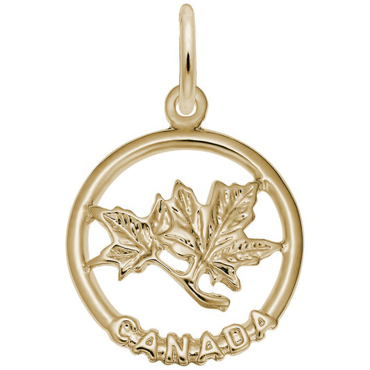 Canada Maple Leaf Ring Charm - Metal - Gold-Plated Sterling Silver