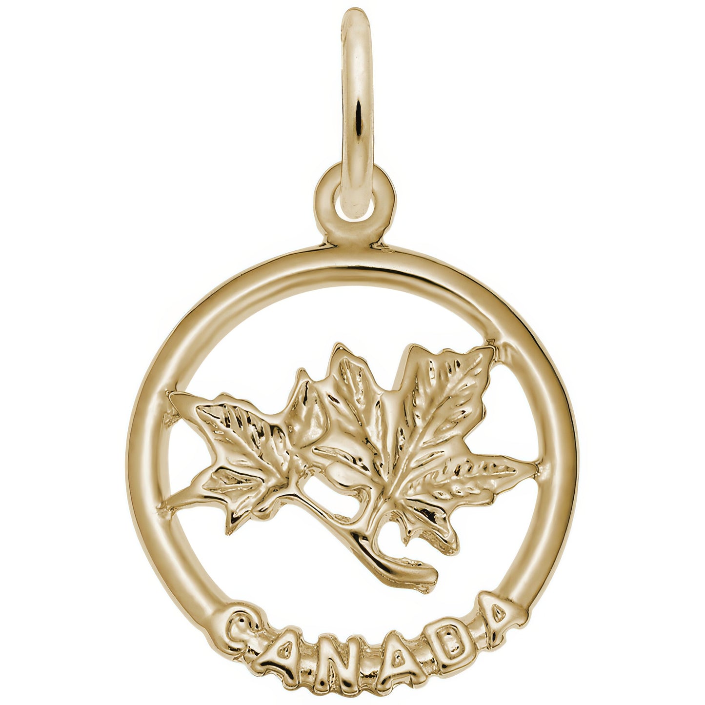 Canada Maple Leaf Ring Charm - Metal - Gold-Plated Sterling Silver