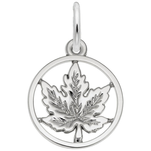 Sterling Silver Maple Leaf Charm - 13mm x 13mm