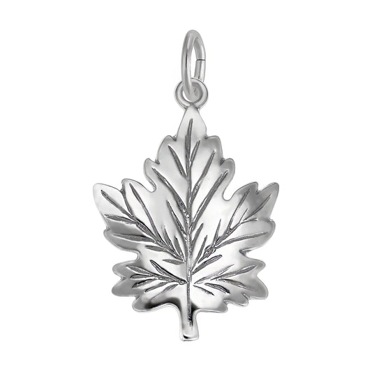 Sterling Silver Maple Leaf Charm - 24mm x 19mm