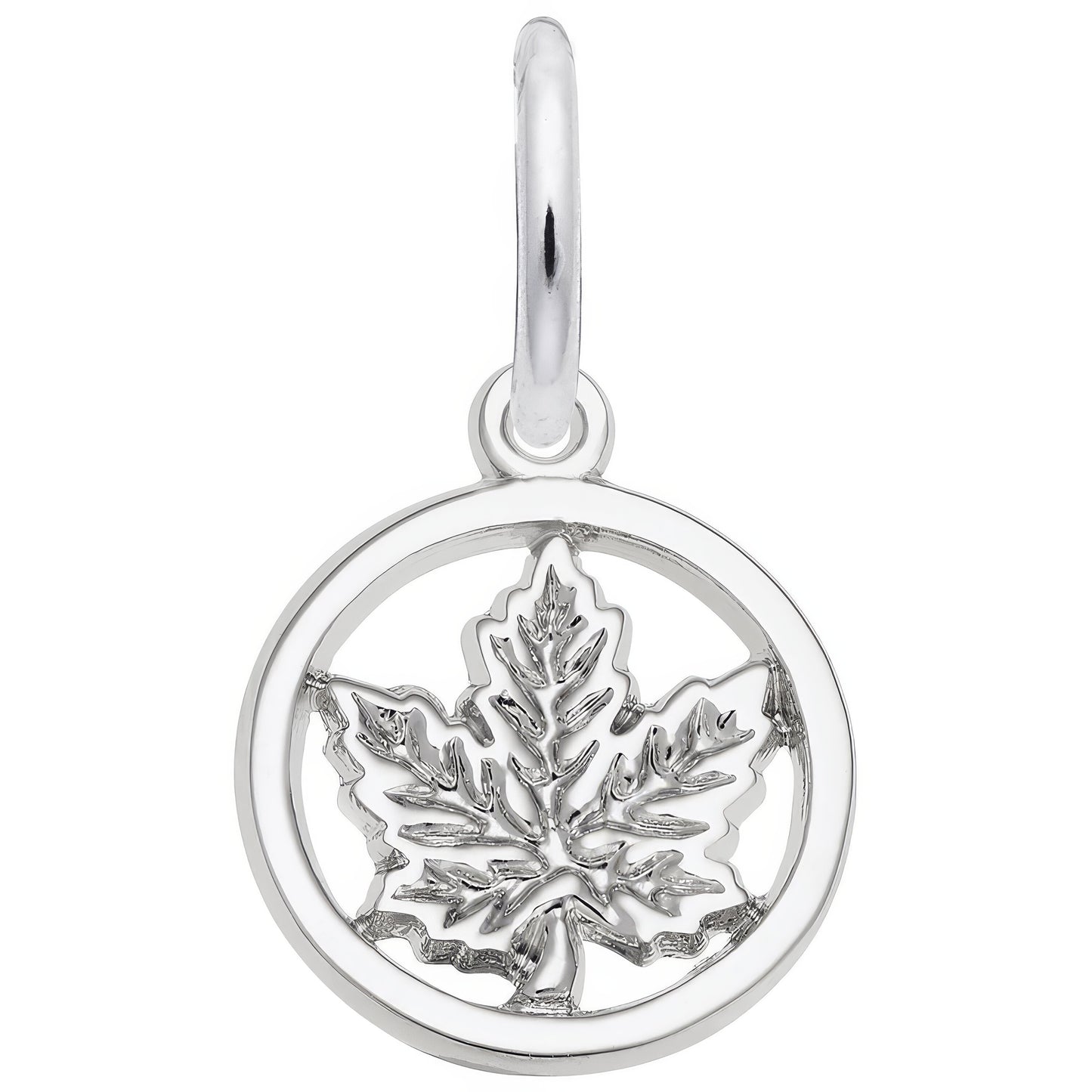 Cutout Maple Leaf Charm - Metal - Sterling Silver