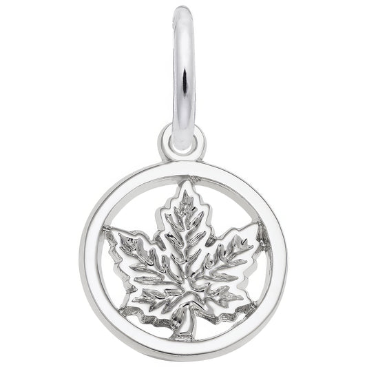 Cutout Maple Leaf Charm - Metal - Sterling Silver