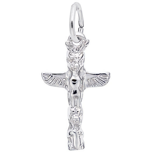 Sterling Silver Totem Pole Charm - 20mm x 12mm