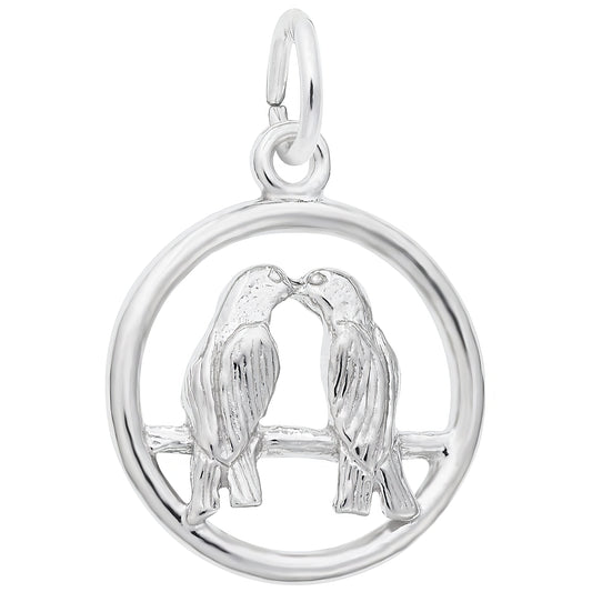 Sterling Silver Love Birds 3D Charm