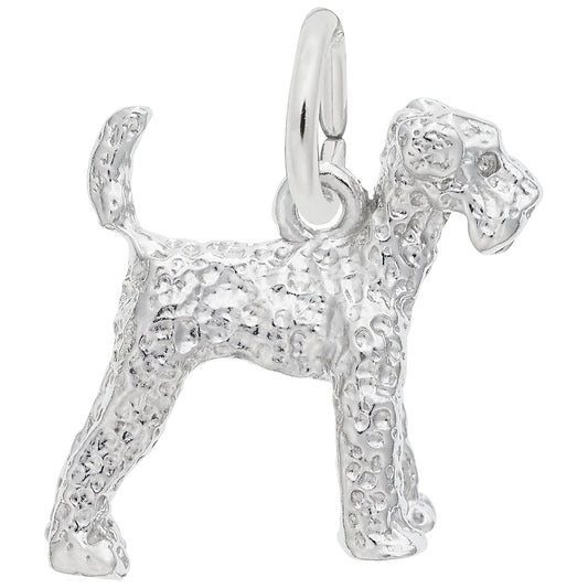 Airedale Dog Charm - Metal - Sterling Silver