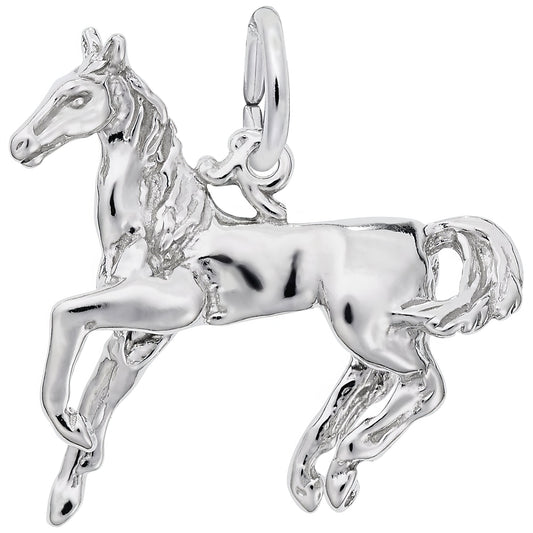 Galloping Horse Charm - Metal - Sterling Silver