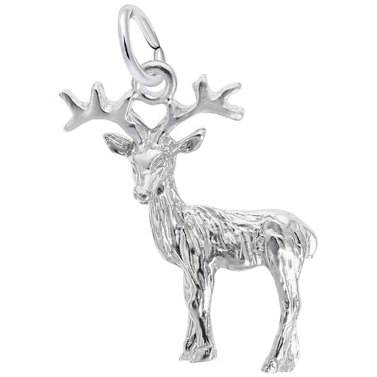 Sterling Silver Reindeer Charm - 19mm x 13mm