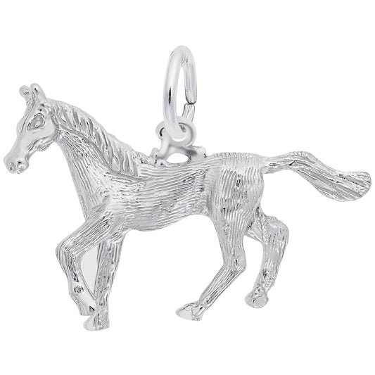 Trotting Horse Charm - Metal - Sterling Silver
