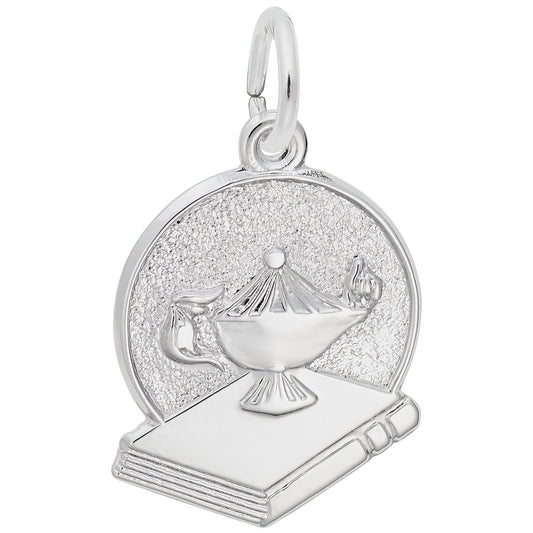 Lamp of Learning Charm - Metal - Sterling Silver