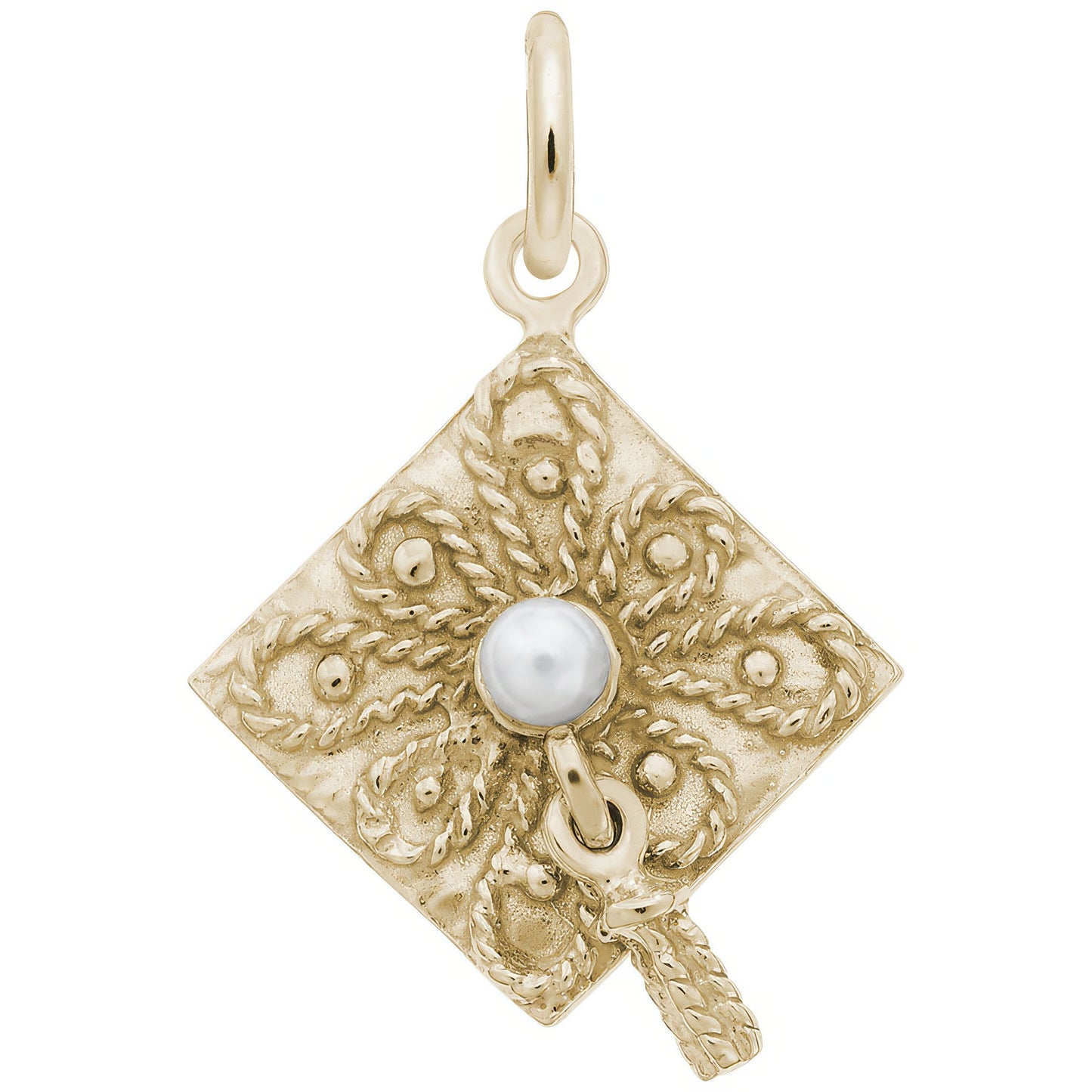 Sterling Silver Graduation Cap with Pearl Charm