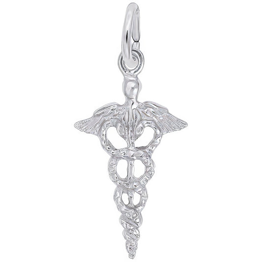 Classic Caduceus Charm - Metal - Sterling Silver