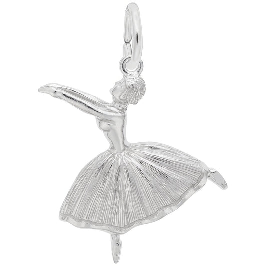 Sterling Silver Ballet Dancer Charm - 22mm x 20mm