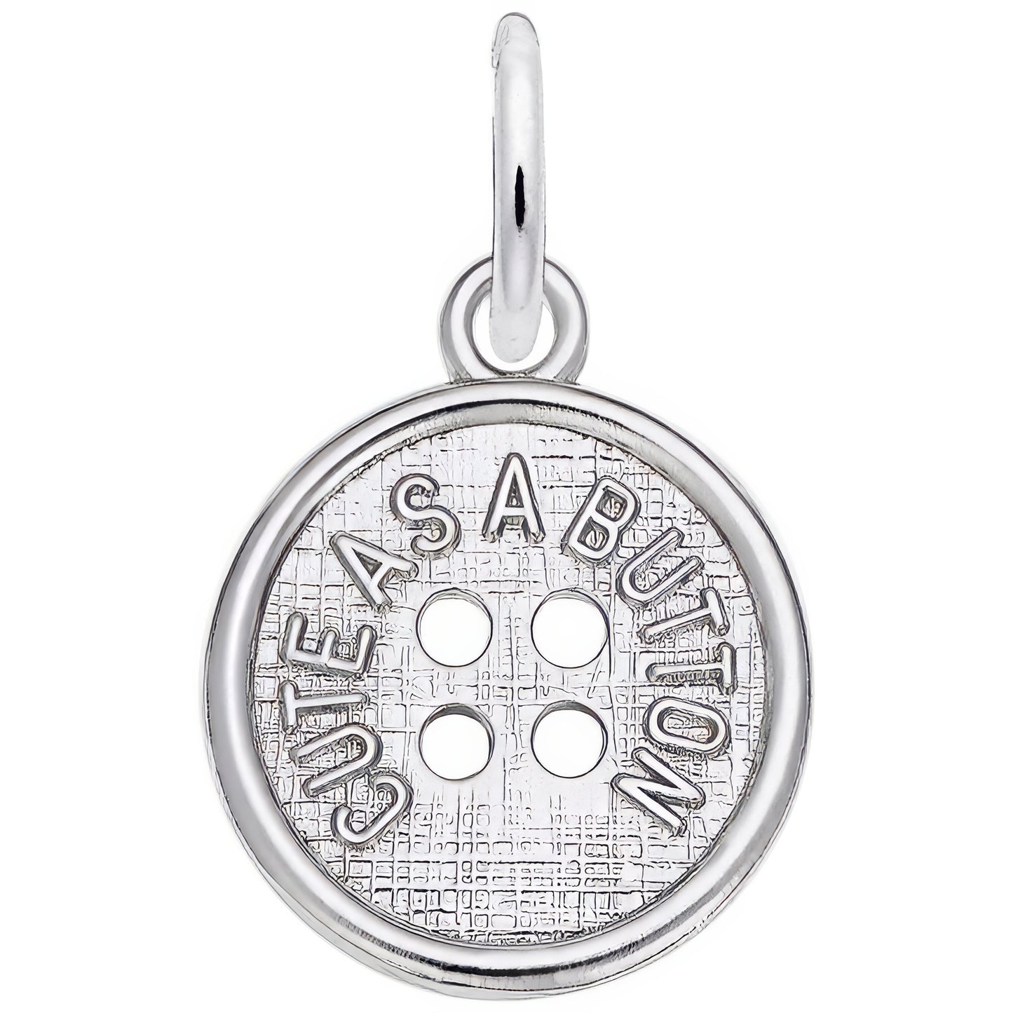 Sterling Silver Cute As A Button Charm - 14mm x 14mm