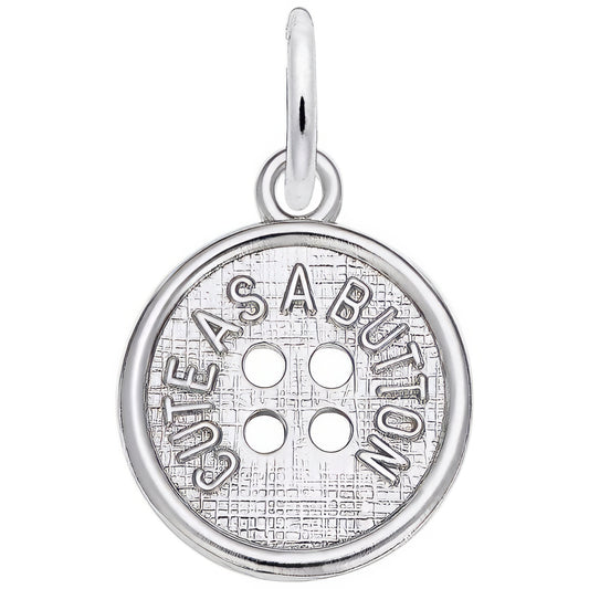Sterling Silver Cute As A Button Charm - 14mm x 14mm