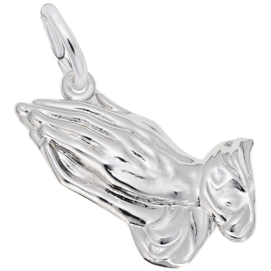 Clasped Praying Hands Charm - Metal - Sterling Silver