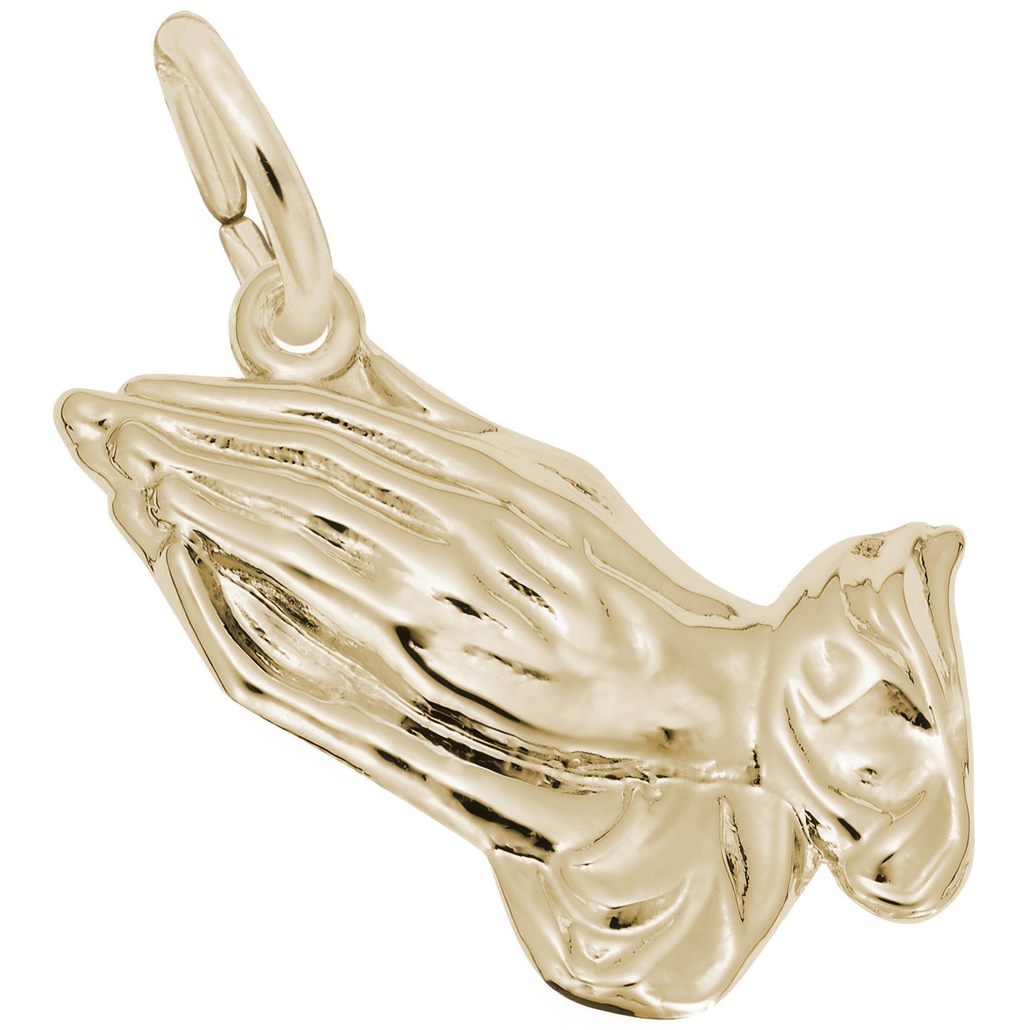 Clasped Praying Hands Charm - Metal - Sterling Silver
