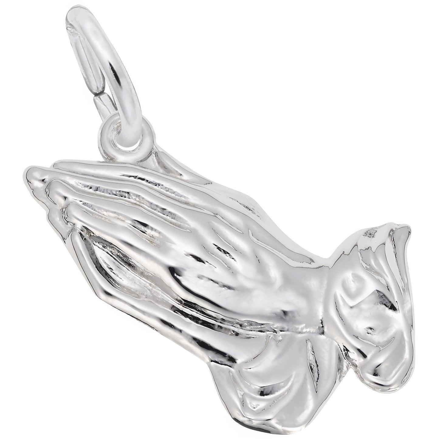 Clasped Praying Hands Charm - Metal - Sterling Silver