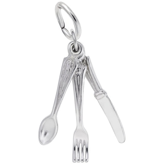 Utensils Charm - Metal - Sterling Silver
