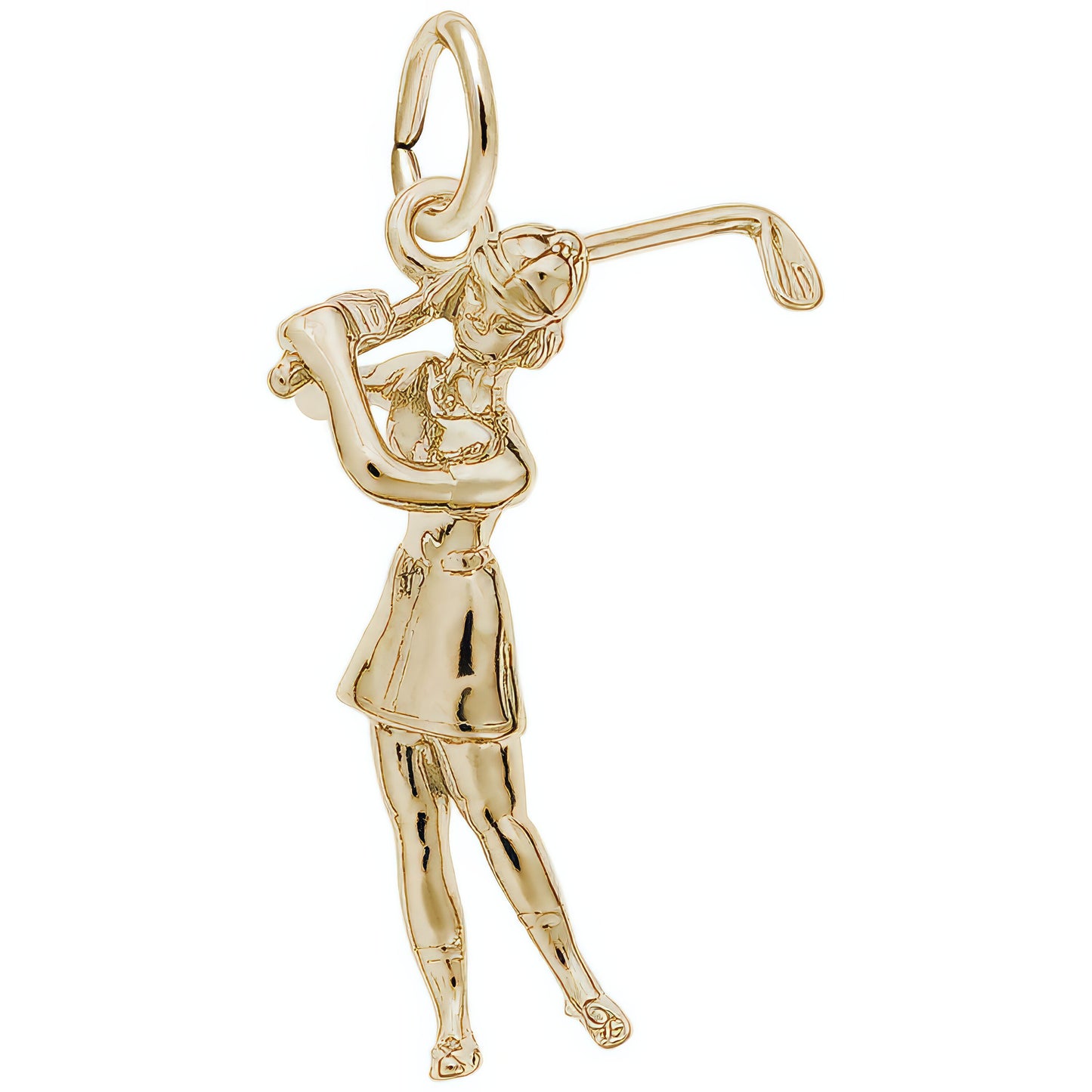 Female Golfer Charm - Metal - Sterling Silver