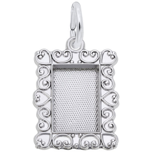 Scroll Frame Charm - Metal - Sterling Silver