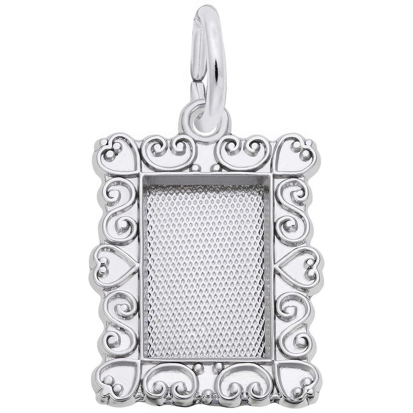 Scroll Frame Charm - Metal - Sterling Silver