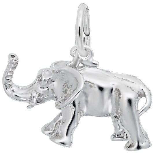 Sterling Silver Elephant Charm - 12mm x 19mm