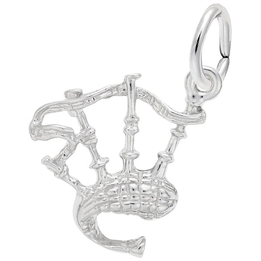 Sterling Silver Bagpipes Charm - 14mm x 16mm