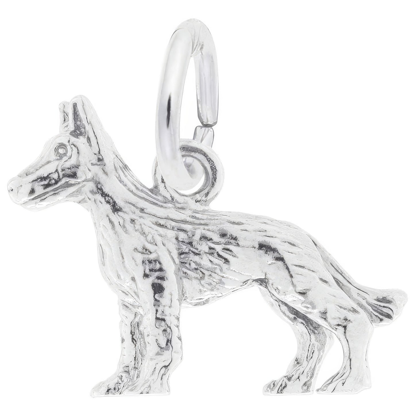 German Shepherd Charm, Sterling Silver