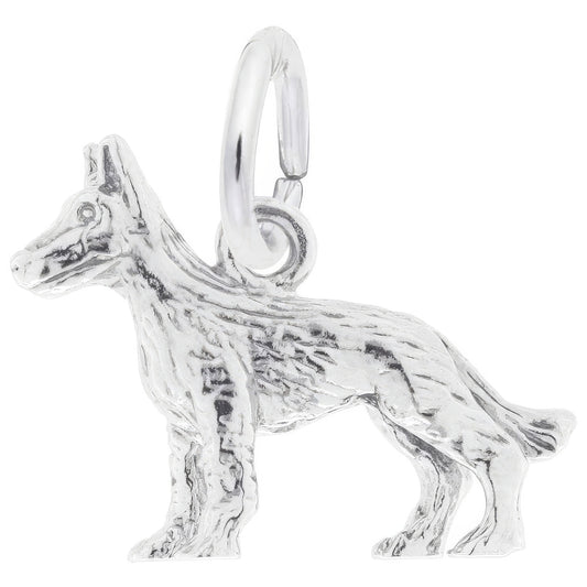 German Shepherd Charm, Sterling Silver