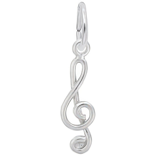 Elegant Treble Clef Charm - Metal - Sterling Silver