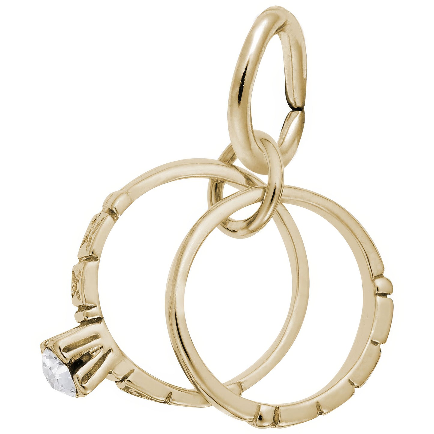Sterling Silver Wedding Rings Charm - 13mm x 11mm