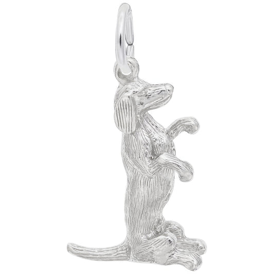 Sitting Dachshund Dog Charm - Metal - Sterling Silver