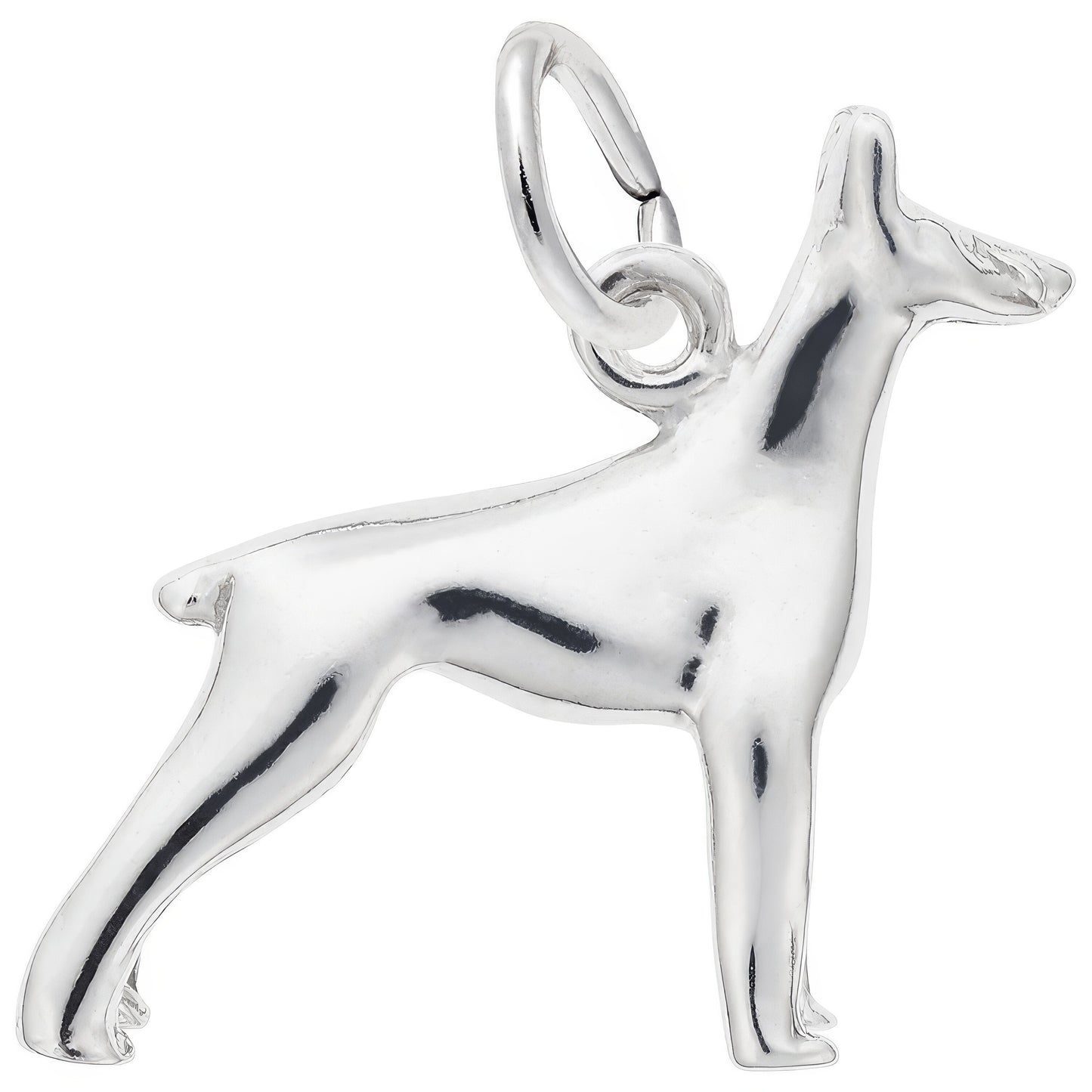 Doberman Dog Charm - Metal - Sterling Silver