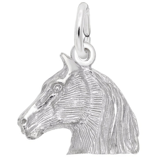 Horse Head Charm - Metal - Sterling Silver