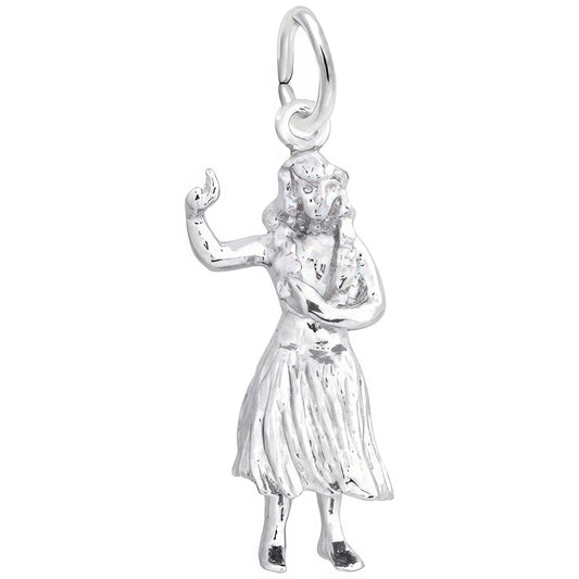 Hula Dancer Charm, Sterling Silver
