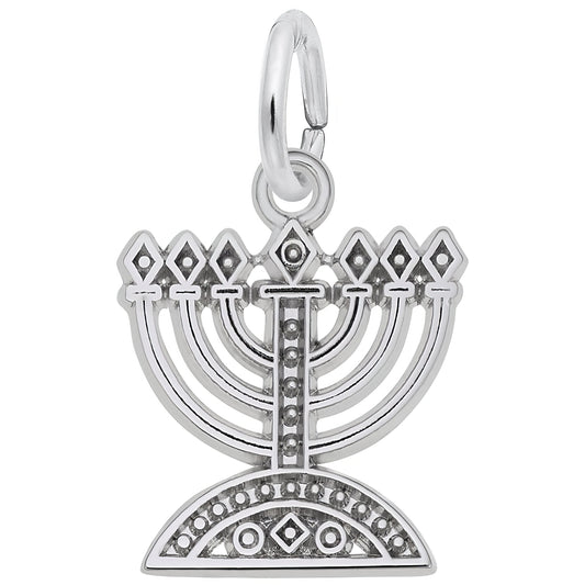 Menorah Charm - Metal - Sterling Silver