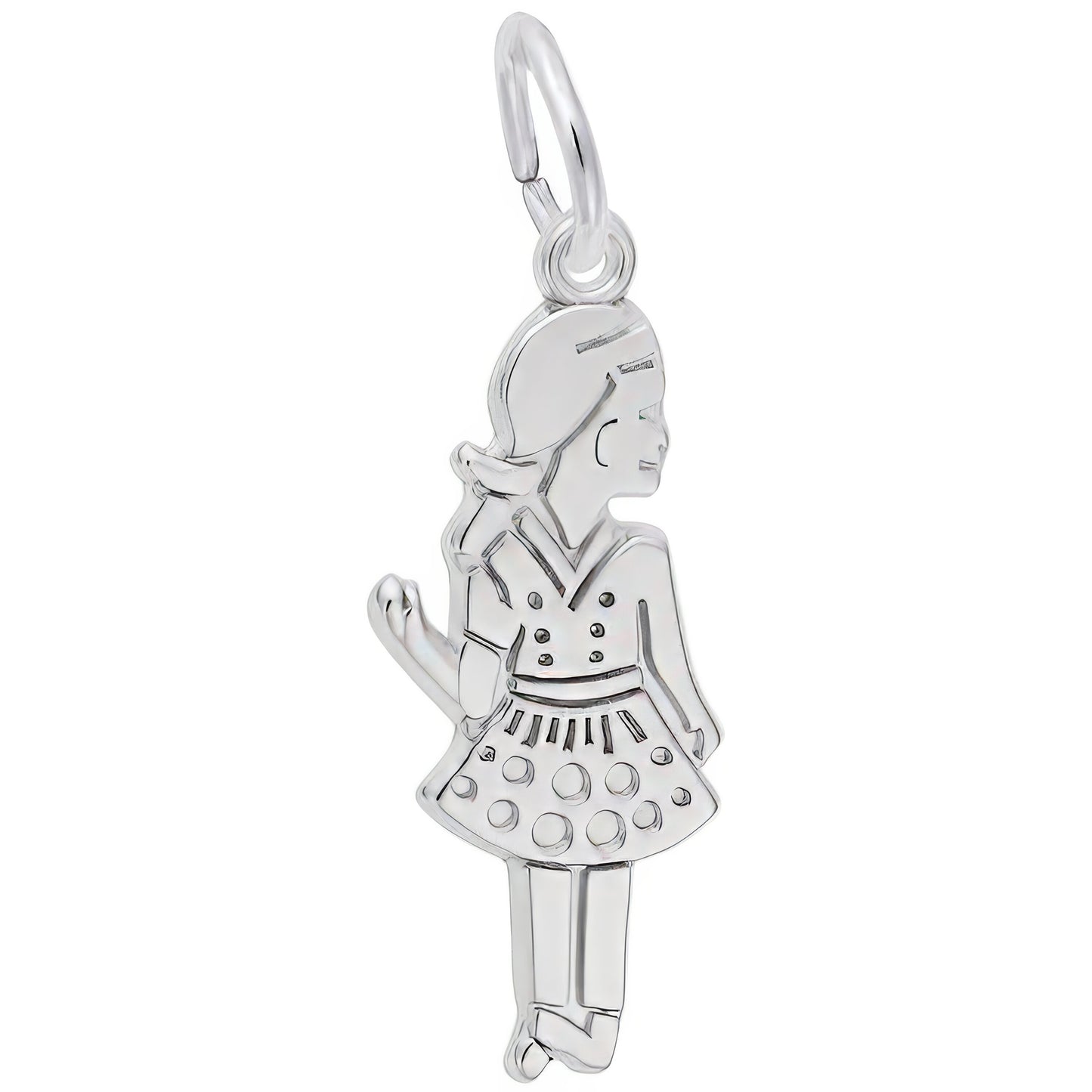 Waving Girl Charm - Metal - Sterling Silver